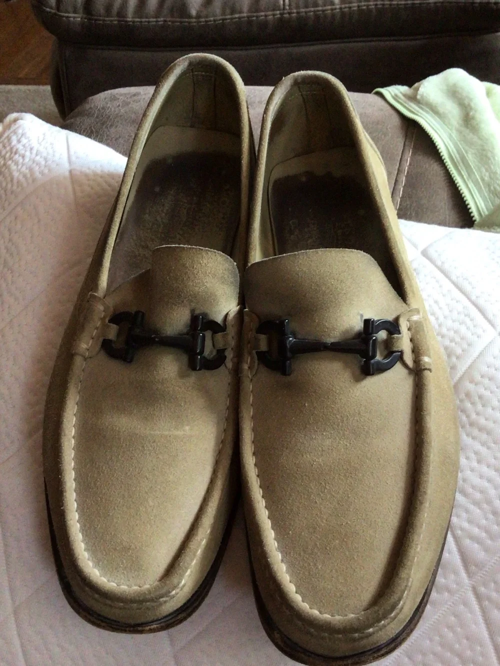 Salvatore Ferragamo Tan Suede Bit Loafers
